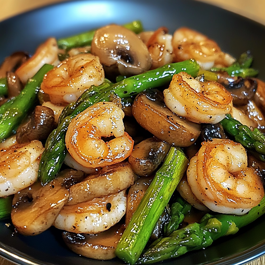 Shrimp and Asparagus Stir-Fry with Mushrooms