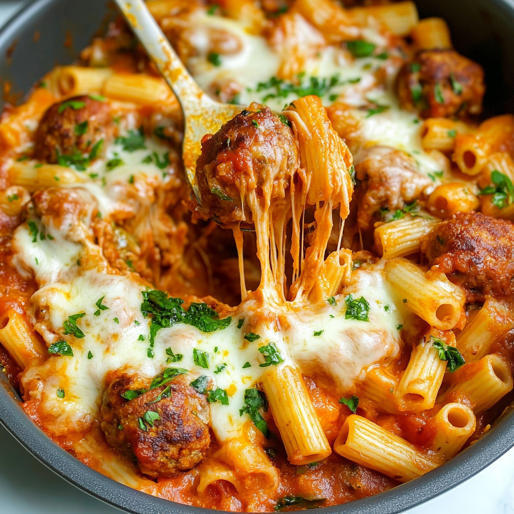 Meatball Pasta Bake {30 Minute Meal}
