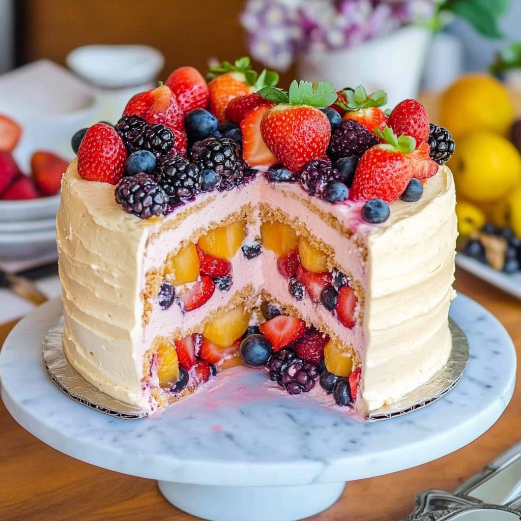 Summer Fruit Sangria Cake
