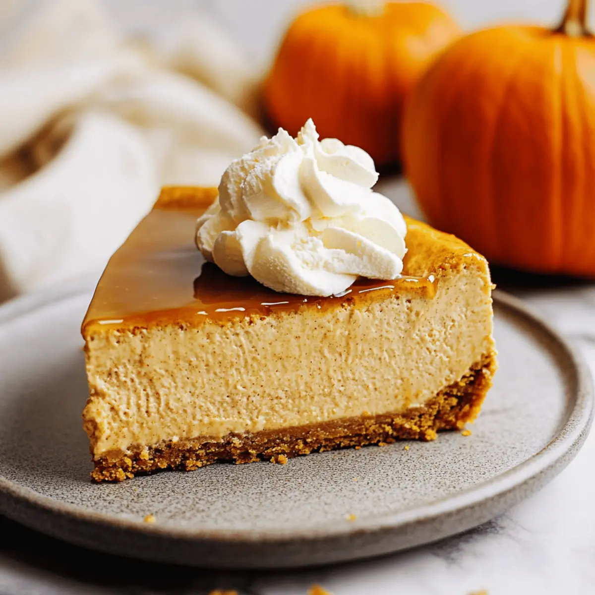 Pumpkin Cheesecake with Caramel Sauce