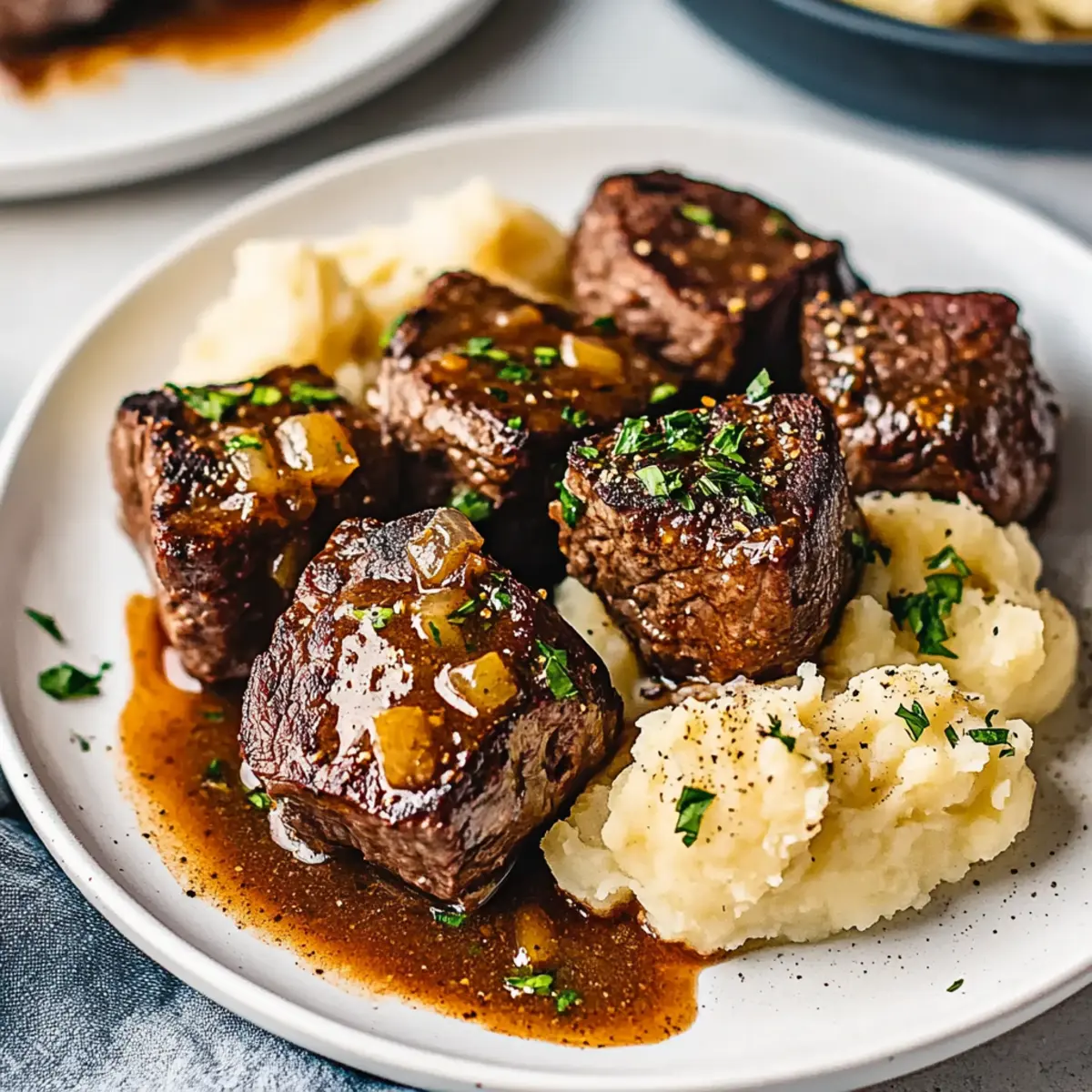 Steak Bites with Smashed Potatoes