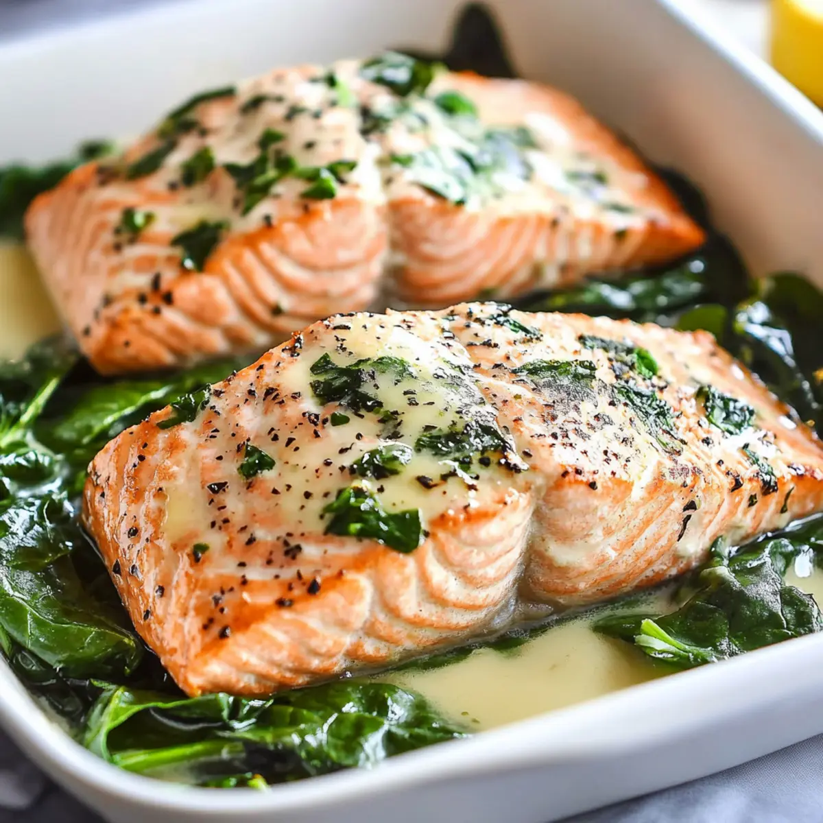 Baked Salmon with Spinach